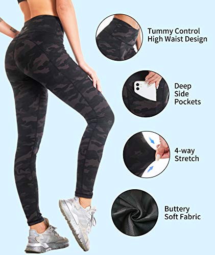 CAMBIVO Leggins Mujer Push Up, Leggins Deporte Mujer Cintura Alta Camuflaje, Pantalones Mayas Deportivas Mujer con Bolsillos Ideal para Running, Yoga, Pilates, Fitness