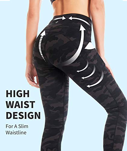 CAMBIVO Leggins Mujer Push Up, Leggins Deporte Mujer Cintura Alta Camuflaje, Pantalones Mayas Deportivas Mujer con Bolsillos Ideal para Running, Yoga, Pilates, Fitness