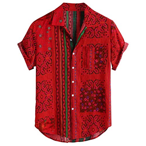 Camisa Hombre Hawaiana Manga Corta Gemelos Camisa, Camiseta Led Hombre Camisas Impresas Mens Vintage Men Shirts