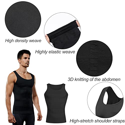 Camisas de compresión de hombres, 2 Pack chaleco de cuerpo adelgazante Vest Control de la abdominación de estribos abdomen camiseta sin mangas