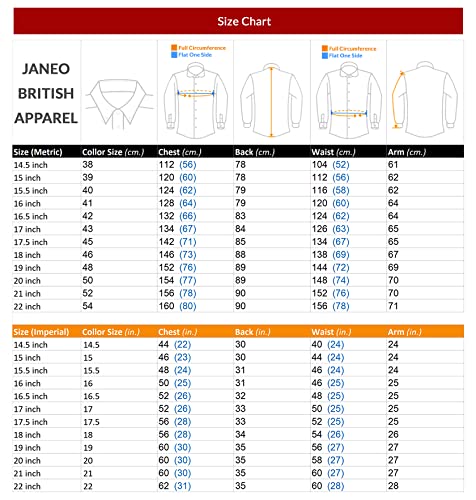 Camisas de Vestir Lisas de Hombre,Manga Larga,Doble Puño Francés con Gemelos incluidos,Ajuste Regular, Camisa de Negocios by Janeo British Apparel. White, 15.5 Inches