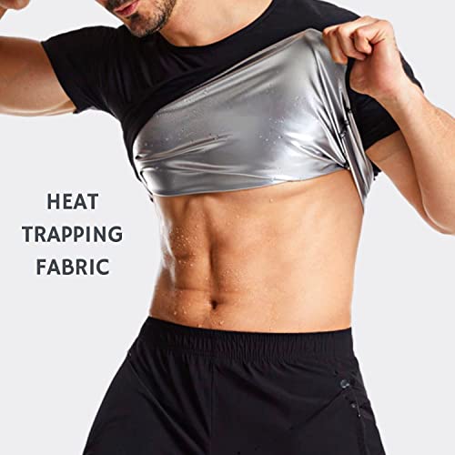 Camiseta Chaleco Sauna Top T-Shirt Suit Trajes Adelgazantes Compresion Adelgazante Sudoración Deporte Shapewear Gym Running Fitness Mangas Cortas Hombres