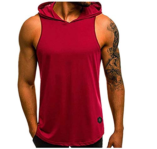 Camiseta con Capucha de Tirantes Deportes para Hombre, Tops Camisa sin Mangas de Verano Fitness Tirantes Muscle Estampado