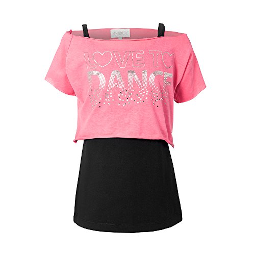 Camiseta de baile «Love to dance», de la marca Brody & Co., de dos capas para mujer Rosa rosa