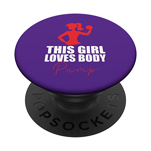 Camiseta de gimnasio para niñas, con texto en inglés "This Girl Loves Body Pump" PopSockets PopGrip Intercambiable