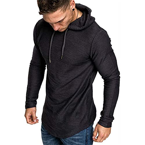 Camiseta De Manga Larga Longsleeve Cuello Redondo Manga Larga Camiseta Casual Camisetas Camisa para Hombre Camisa de Entrenamiento Chaqueta con Sombrero