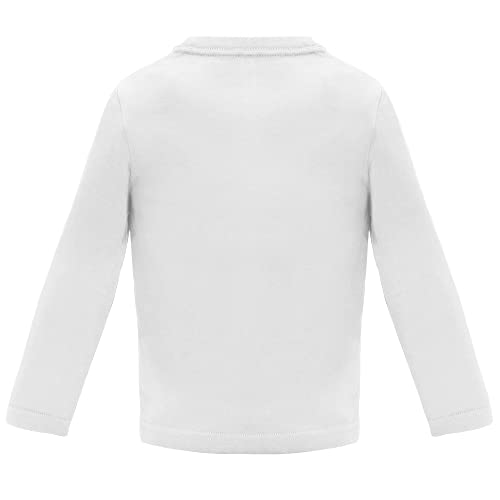 Camiseta de Manga Larga para Bebés - Prenda Unisex de Abrigo con Colores Vivos en algodón Suave, cálida y cómoda (18 Meses, Blanco)