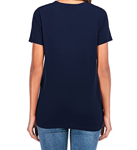 Camiseta de maternidad de manga corta divertida para embarazo, lindas camisetas para mujeres embarazadas, Azul-gemelo, M