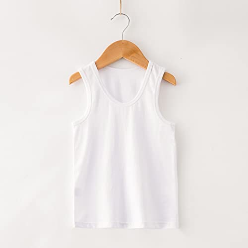 Camiseta de tirantes para niños pequeños y niñas, sin mangas, deportiva, para bailar, gimnasia, ropa de baile, para bebé, 1 atuendo, Blanco, 5-6 Años