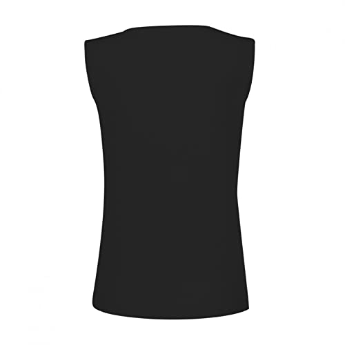 Camisetas sin Mangas Mujer,SHOBDW Moda De Verano Más El Tamaño Sin Mangas Sexy Cuello Redondo Lentejuelas Chaleco Tops Señoras Blusa Sólida Casual Camiseta Tank Tops para Mujeres(Negro,XXL)