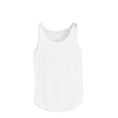 Camisetas sin Mangas Mujer,SHOBDW Primavera Verano Sólido Sin Mangas Cuello Redondo Suave Hombro FríO Sueltas Sueltas Camiseta Blusa Diaria Camisetas De Tirantes para Mujeres(Blanco,tallaúnica)