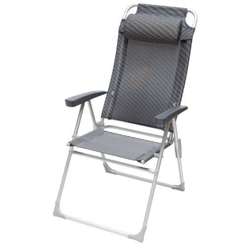 Camp 4 Campingstuhl Malaga Compact - Silla para Acampada, Color Negro/Plateado