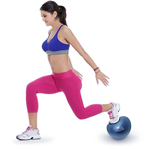 CampTeck U6812 Pelota Pilates Pequeña Plástico Anti Pinchazos 23cm Pelota Yoga Balón Pilates para el Ejercicio, Gimnasio, Fitness, etc. con Bomba de Mano – Azul