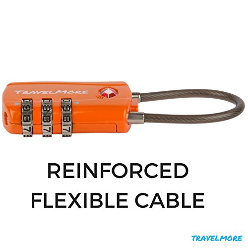 Candado con combinación numérica con cable para mochilas y maletas- 1 Paquete con Candado Naranja, aprobado por la TSA