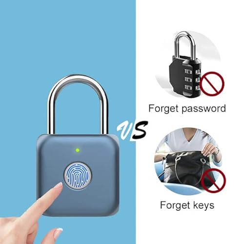 Candado con huella dactilar eLinkSmart Smart Locker Lock Cerradura sin llave con huella digital para armario de gimnasio, armario de escuela (azul)