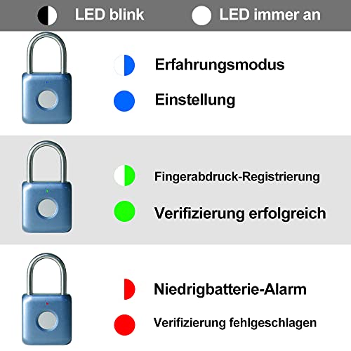 Candado con huella dactilar eLinkSmart Smart Locker Lock Cerradura sin llave con huella digital para armario de gimnasio, armario de escuela (azul)