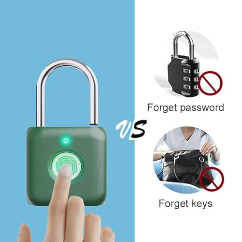 Candado con huella dactilar eLinkSmart Smart Locker Lock Cerradura sin llave con huella digital para armario de gimnasio, armario de escuela (verde)