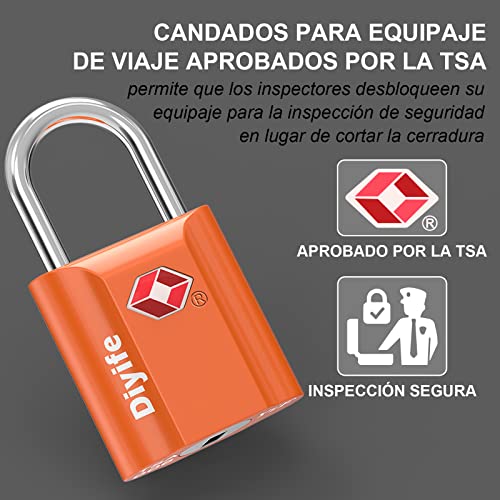 Candados Maleta, [2 Piezas] Diyife TSA Equipaje Candado, Candado Taquillas, Candados Mochila, Candados de Viaje con Llave, para Maletas, Mochila, Equipaje, Cerraduras, Armario (Naranja)