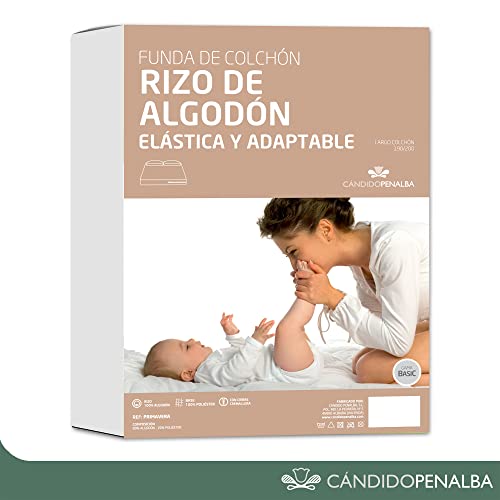 CandidoPenalba Funda Colchon Transpirable. Protector Colchon Elástico y Desenfundable. Cubre Colchon Rizo. Funda de Colchón Cremallera. Funda para Cama 135/140 cm. Oekotex. 135/140x190/200 cm Blanco