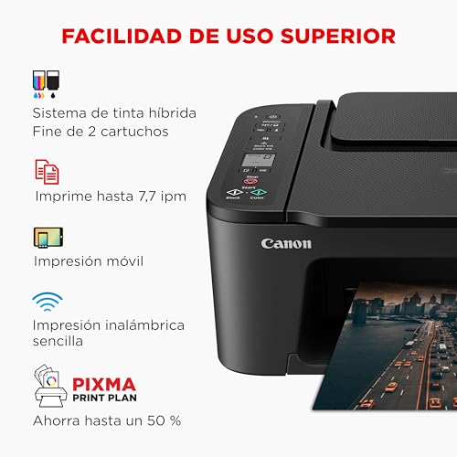 Canon Pixma TS3550i Impresora Multifunción 3 en 1, Sistema de Inyección de Tinta, Impresión, Escaneo y Copia, WiFi, Pixma Print Plant, Impresión Doble Cara, Impresión Fotográfica, Negro