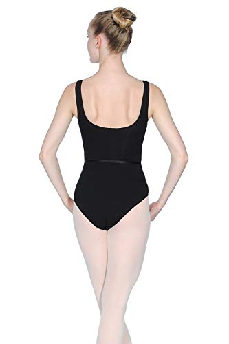 Capezio Maillot sin Mangas con pellizco Frontal Colección Class, 126 cm, Negro, L