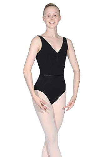 Capezio Maillot sin Mangas con pellizco Frontal Colección Class, 126 cm, Negro, L