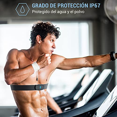 Capital Sports Banda Pulsometro, Monitor Ritmo Cardiaco con Rastreador de Actividad y con Ant+/5.3kHz/Bluetooth, Banda Frecuencia Cardiaca para Deporte, Correr y Ciclismo, Cinta Contador Pasos