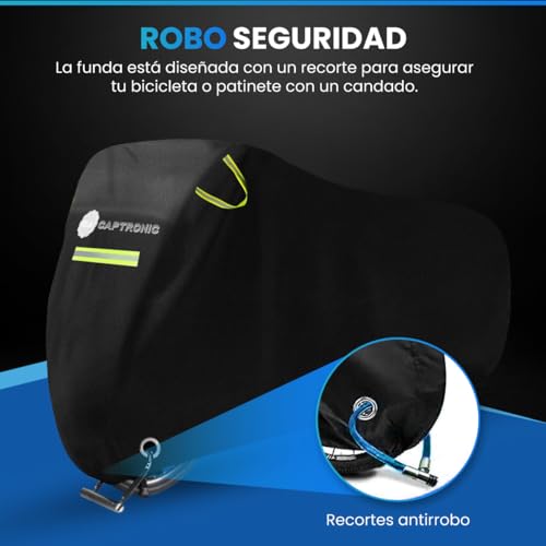 CAPTRONIC Funda Bicicleta Exterior Impermeable - Protección avanzada contra elementos climáticos y UV. Ideal para toda estación- Tamaño de 200x110x80 centímetros-Tejido Oxford 210D