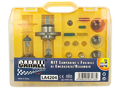 CARALL Kit bombillas de repuesto,Kits de bombillas universales,Coche Bombilla Set Con Fusibles (H4 12V60/55W X2)