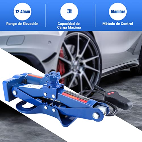 CarBole 3T Gato Eléctrico del Coche：DC 12V Gato de Tijera,Gato Eléctrico para Automóvil,Altura Ajustable 12-45cm para Varios Vehículos