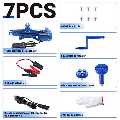 CarBole 3T Gato Eléctrico del Coche：DC 12V Gato de Tijera,Gato Eléctrico para Automóvil,Altura Ajustable 12-45cm para Varios Vehículos