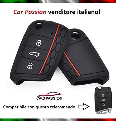 Carcasa para llave compatible con Volkswagen Golf Polo Tiguan T ROC T Cross Passat silicona goma 3 botones llavero funda suave protección mando a distancia coche Negro