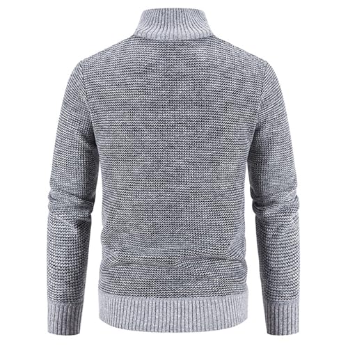 Cárdigan de Hombre Cuello Alto Suéter con Cremallera Completa Patchwork Suéter Grueso Cálido Forro de Punto Cremallera de Invierno Cremallera Cuello Coreano Prendas de Punto de Trabajo, B-gris, M