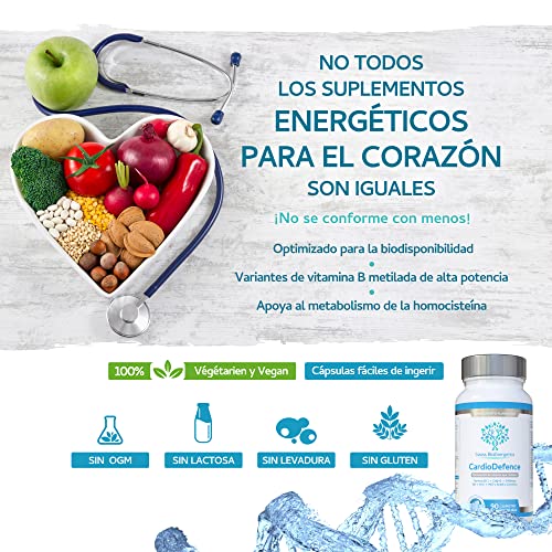 CardioDefence - equilibrio preciso de CoQ10, D-Ribosa, acetil L-carnitina, vitaminas B y MCT para la función del corazón y reducir el cansancio y la fatiga 90 Unidad (Paquete de 1)