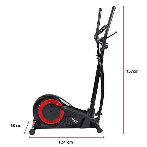 CARE FITNESS - Bicicleta elíptica con Ajuste motorizado en 24 Niveles CE-665-21 programas - Rueda de inercia de 20 kg - Función de máquina de Remo - Posibilidad de conectarla con Kinomap