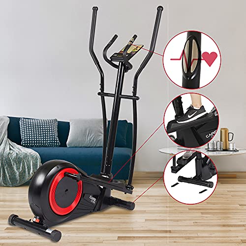 CARE FITNESS - Bicicleta elíptica con Ajuste motorizado en 24 Niveles CE-665-21 programas - Rueda de inercia de 20 kg - Función de máquina de Remo - Posibilidad de conectarla con Kinomap