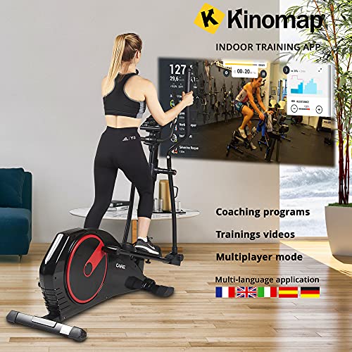 Care Fitness - Bicicleta elíptica motorizada CE-695 - con 32 Niveles de dificultad - 24 programas - Contador con Pantalla LCD con 8 Funciones - Bluetooth - Puerto USB y Soporte para Tableta