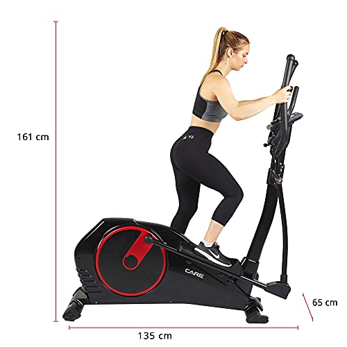 Care Fitness - Bicicleta elíptica motorizada CE-695 - con 32 Niveles de dificultad - 24 programas - Contador con Pantalla LCD con 8 Funciones - Bluetooth - Puerto USB y Soporte para Tableta