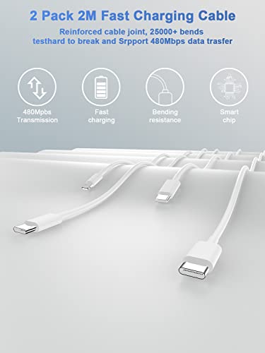 Cargador para iPhone,[Certificado Apple MFi] 2 Puertos 20W USB C Cargador Rápido con Cable PD 3.0 Tipo C Cargador Compatible con iPhone 14/14 Pro/13/13 Pro/12/11/SE/XS Max/XR/XS/X/8/iPad,Galaxy etc.