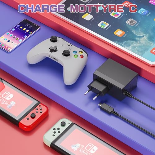 Cargador para Nintendo Switch,39W Adaptador de Corriente de Carga Rápida USB Tipo C Compatible con Modo TV/Switch Lite/NS Switch/Switch OLED 15V 2,6A (1.5m Cable)