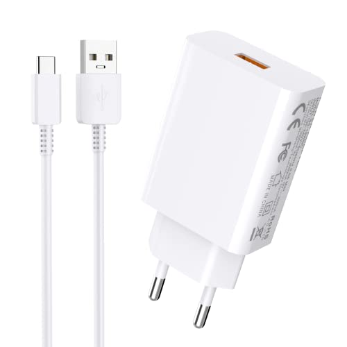 Cargador Tipo C para OPPO Google OnePlus Motorola Nokia Vivo HTC LG SONY, Cargador rápido 3.0 para USB C Teléfono Móvil Smartphone, Tipo C Fast Charging