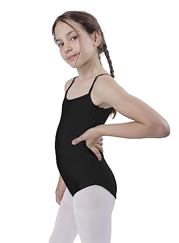 Carnavalife Maillot Ballet Danza Niñas sin Mangas, Leotardos de gimnasia con estilo camisola, Maillot Baillot de Cuello Redondo para Gimnasia Baile Fiesta (Negro, 4-6 años)