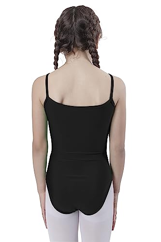 Carnavalife Maillot Ballet Danza Niñas sin Mangas, Leotardos de gimnasia con estilo camisola, Maillot Baillot de Cuello Redondo para Gimnasia Baile Fiesta (Negro, 4-6 años)