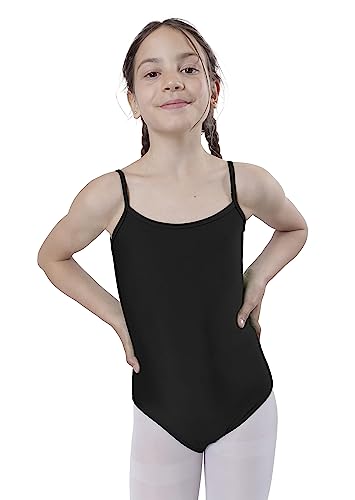 Carnavalife Maillot Ballet Danza Niñas sin Mangas, Leotardos de gimnasia con estilo camisola, Maillot Baillot de Cuello Redondo para Gimnasia Baile Fiesta (Negro, 4-6 años)