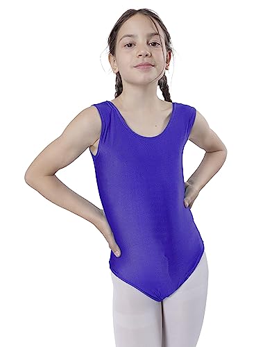 Carnavalife Maillot Ballet Danza Niñas sin Mangas, Maillot Baillot de Cuello Redondo para Gimnasia Baile Fiesta (Lila, 4-6 años)