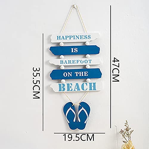 Carteles Madera Decoracion, Letreros Colgantes de Madera, Carteles Madera con Frases, Adorno de Pared de Madera con Chanclas de Playa Náutica, para Colgar en el Cuarto de Baño, Dormitorio, 47x19,5 cm