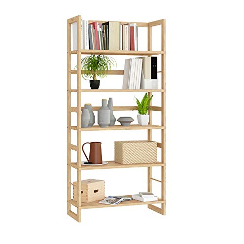 Casaria Estantería de Madera Öland136x58x27cm Natural 5 Estantes máx. 10Kg c/u Librería Organizador