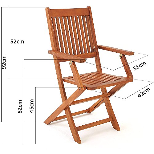 CASARIA Juego de Muebles de Jardín Sydney Confort Madera Acacia FSC® Comedor Plegable 5 Pzas Exterior Patio Terraza