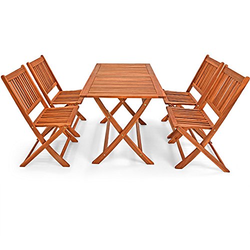 CASARIA Juego de Muebles de Jardín Sydney Madera Acacia FSC® Comedor Plegable 5 Pzas Exterior Terraza