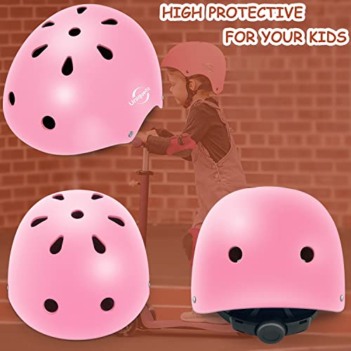 Casco Ajustable para niños y Equipo de protección, Cascos y Almohadillas para Bicicletas para niños pequeños, Rodilleras, Coderas y muñequeras (Pink, M(8-13years Old))